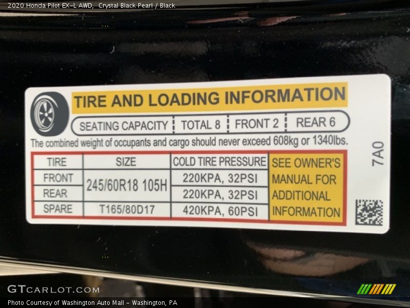 Crystal Black Pearl / Black 2020 Honda Pilot EX-L AWD