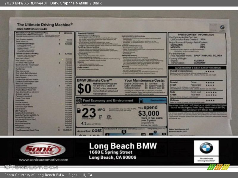 Dark Graphite Metallic / Black 2020 BMW X5 sDrive40i