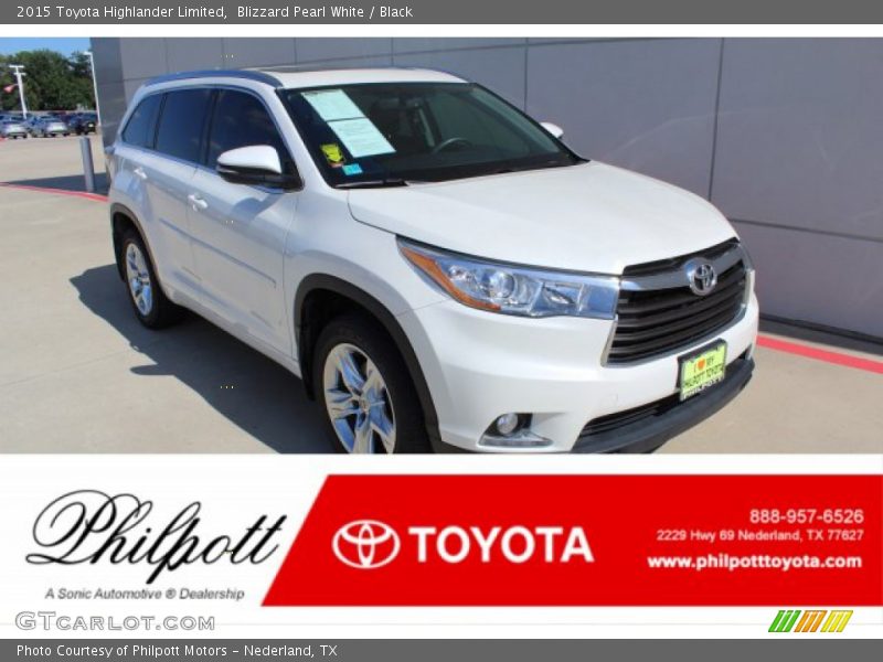 Blizzard Pearl White / Black 2015 Toyota Highlander Limited