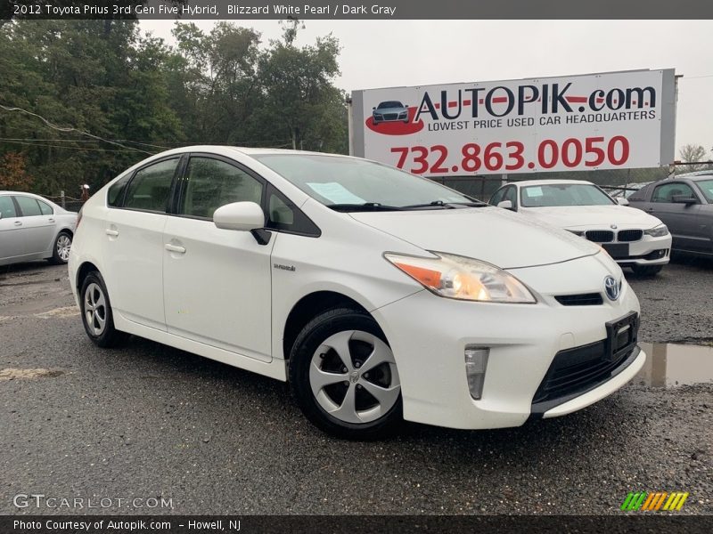 Blizzard White Pearl / Dark Gray 2012 Toyota Prius 3rd Gen Five Hybrid