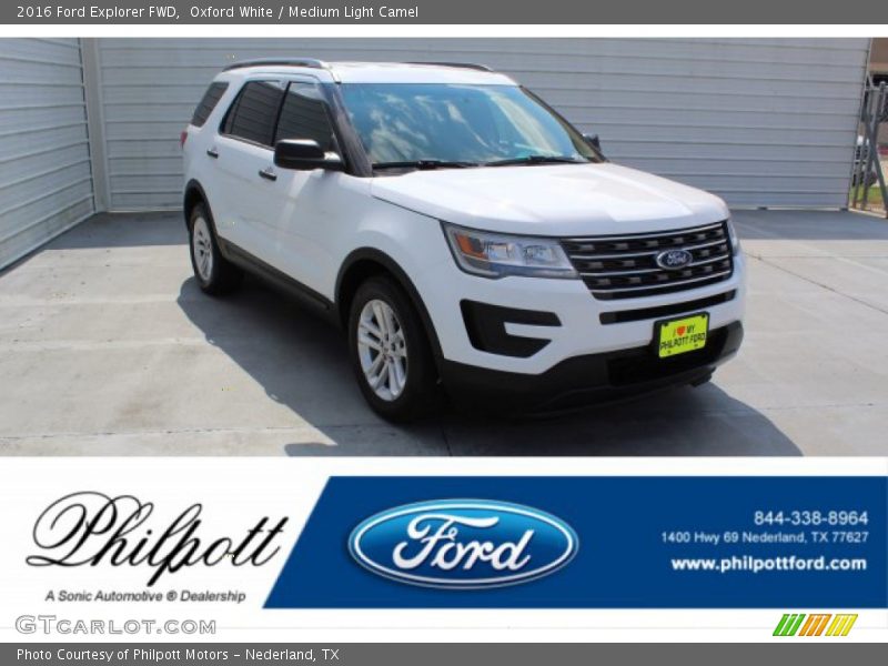 Oxford White / Medium Light Camel 2016 Ford Explorer FWD