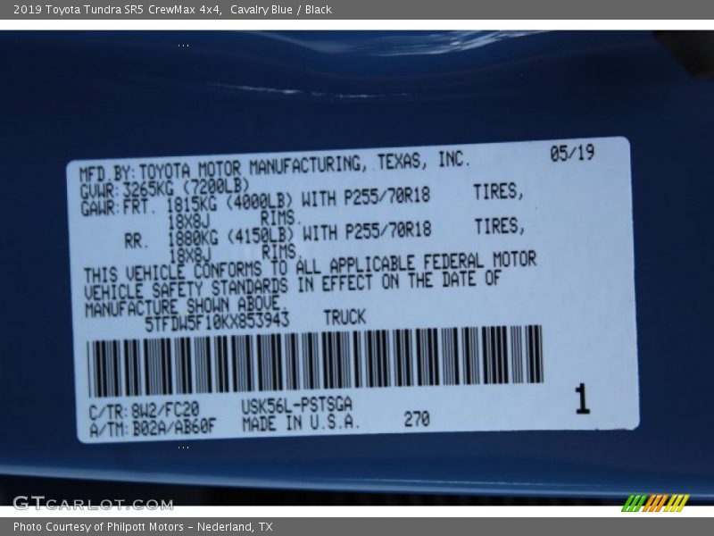 Cavalry Blue / Black 2019 Toyota Tundra SR5 CrewMax 4x4