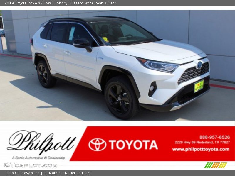 Blizzard White Pearl / Black 2019 Toyota RAV4 XSE AWD Hybrid