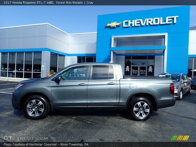 Forest Mist Metallic / Gray 2017 Honda Ridgeline RTL-T AWD