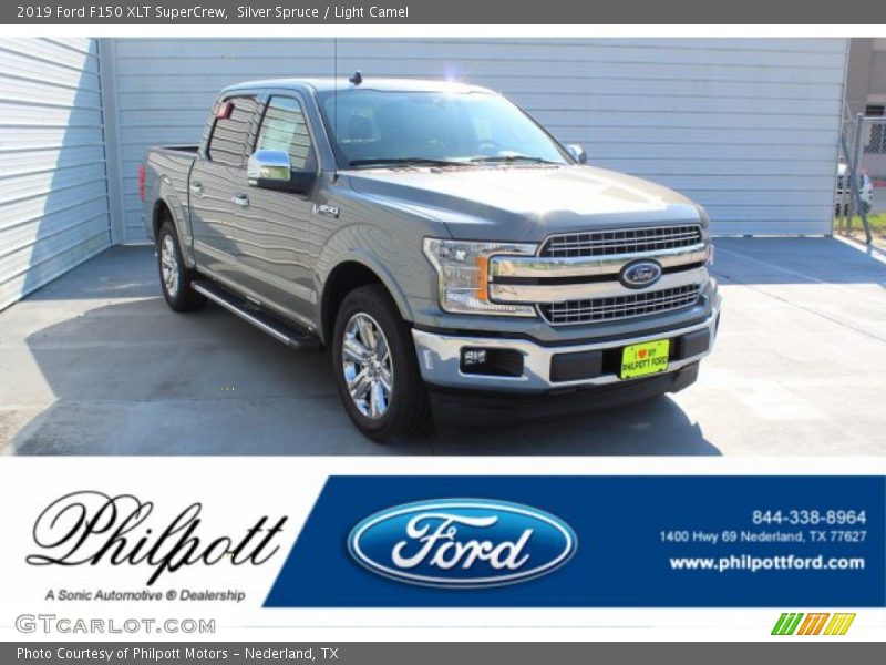 Silver Spruce / Light Camel 2019 Ford F150 XLT SuperCrew