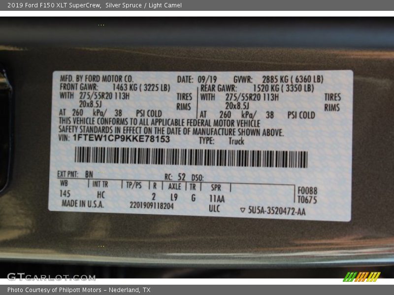 Silver Spruce / Light Camel 2019 Ford F150 XLT SuperCrew