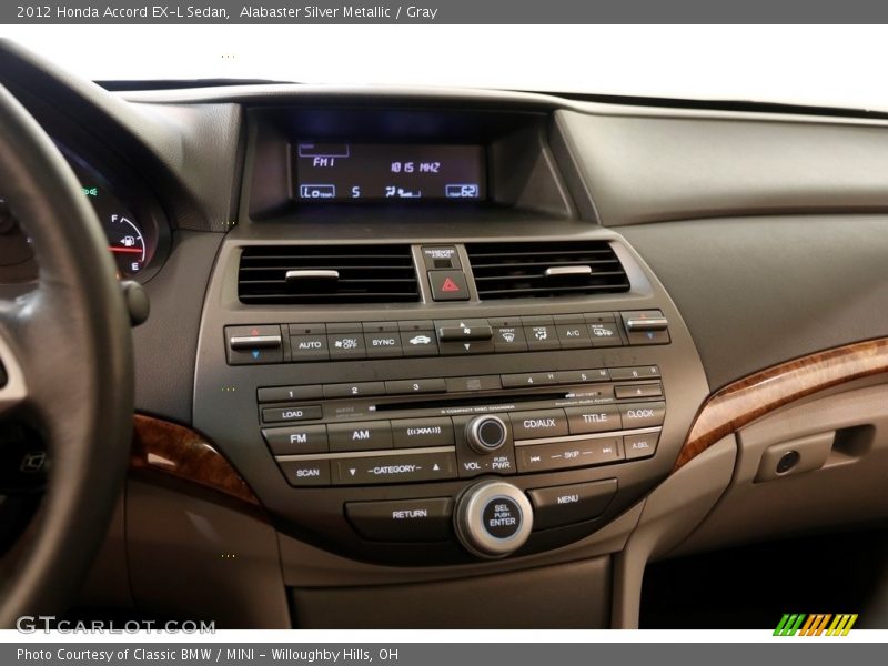 Alabaster Silver Metallic / Gray 2012 Honda Accord EX-L Sedan