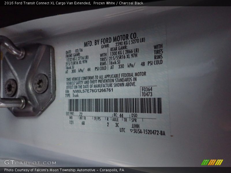 Frozen White / Charcoal Black 2016 Ford Transit Connect XL Cargo Van Extended