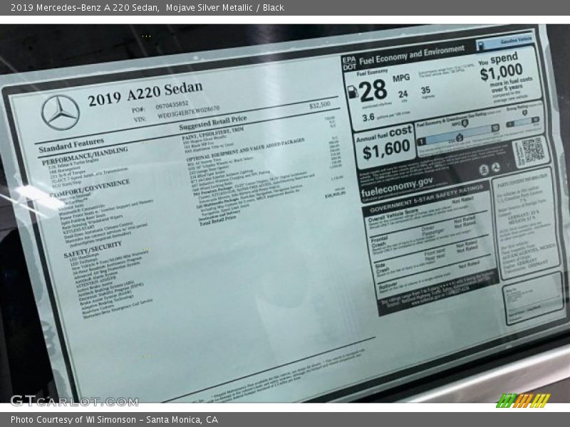 Mojave Silver Metallic / Black 2019 Mercedes-Benz A 220 Sedan