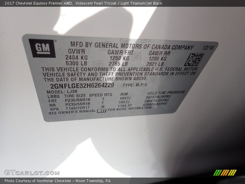 Iridescent Pearl Tricoat / Light Titanium/Jet Black 2017 Chevrolet Equinox Premier AWD