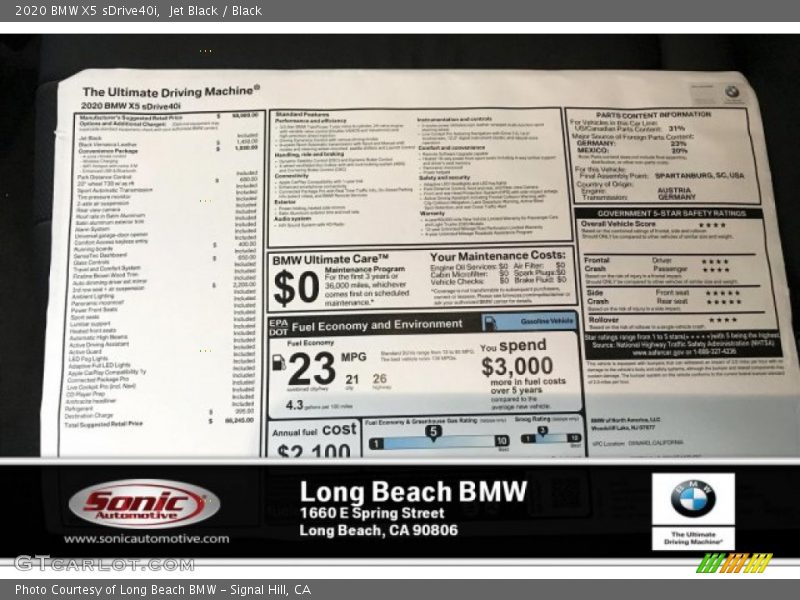 Jet Black / Black 2020 BMW X5 sDrive40i