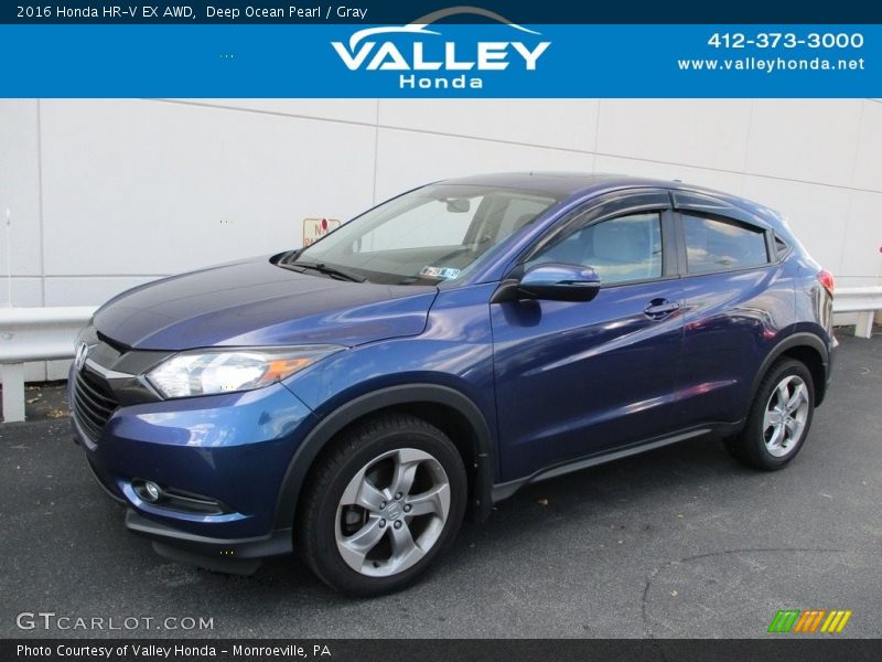 Deep Ocean Pearl / Gray 2016 Honda HR-V EX AWD