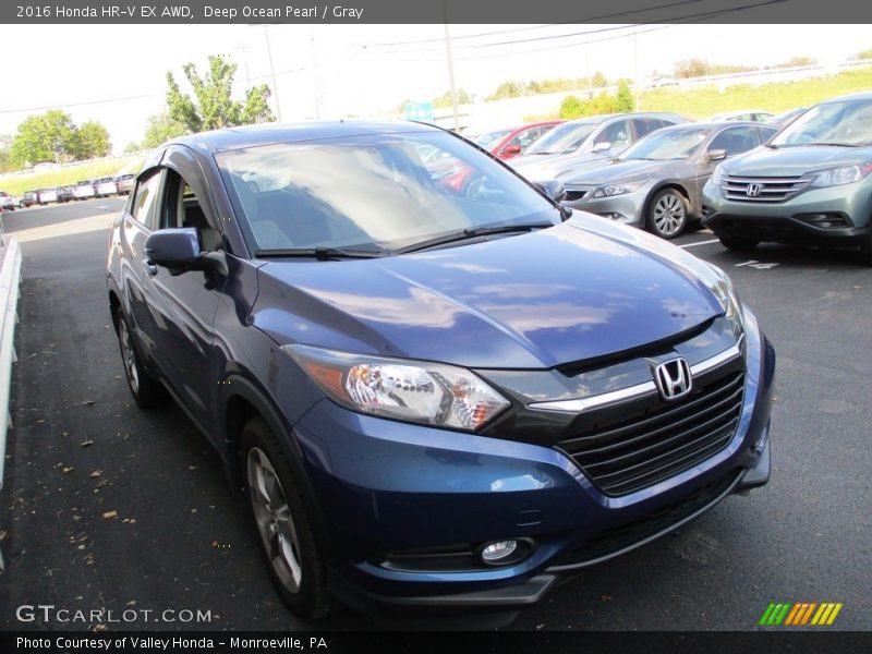 Deep Ocean Pearl / Gray 2016 Honda HR-V EX AWD