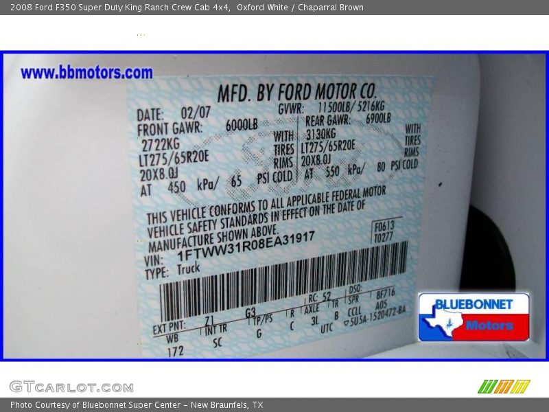 Oxford White / Chaparral Brown 2008 Ford F350 Super Duty King Ranch Crew Cab 4x4