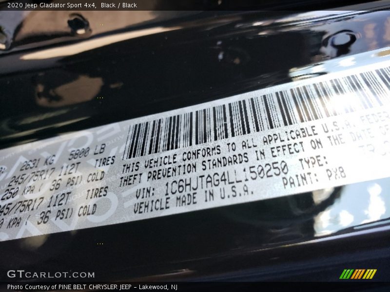 Black / Black 2020 Jeep Gladiator Sport 4x4
