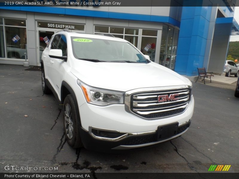 Summit White / Cocoa/Light Ash Gray 2019 GMC Acadia SLT AWD