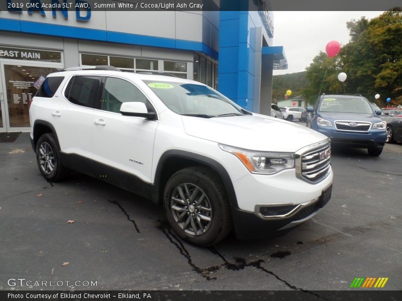 Summit White / Cocoa/Light Ash Gray 2019 GMC Acadia SLT AWD