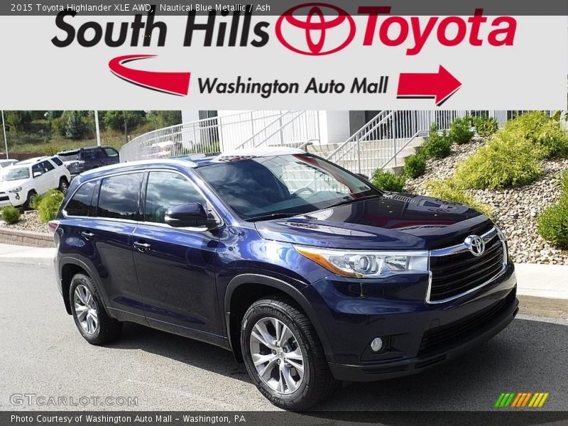 Nautical Blue Metallic / Ash 2015 Toyota Highlander XLE AWD