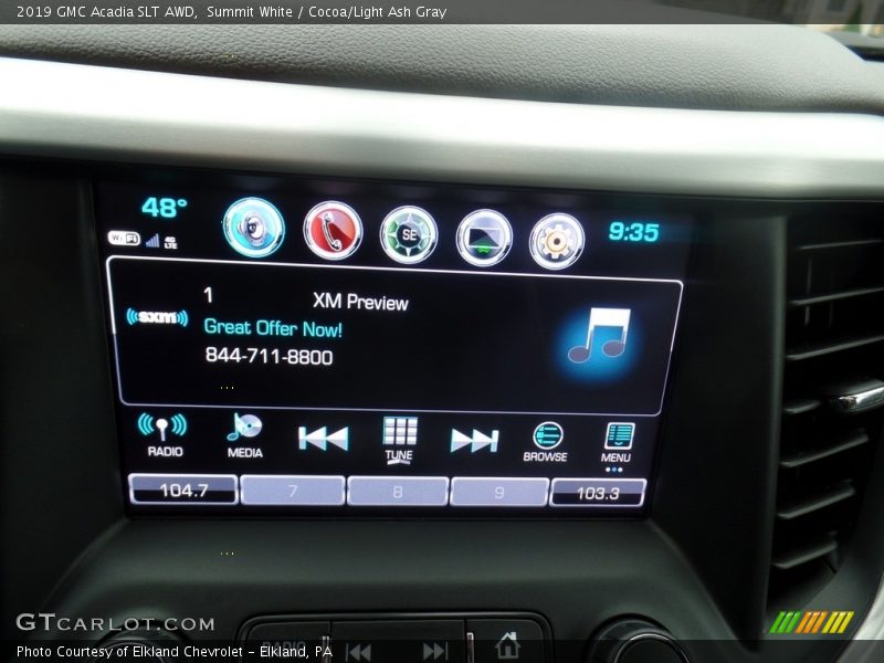 Summit White / Cocoa/Light Ash Gray 2019 GMC Acadia SLT AWD
