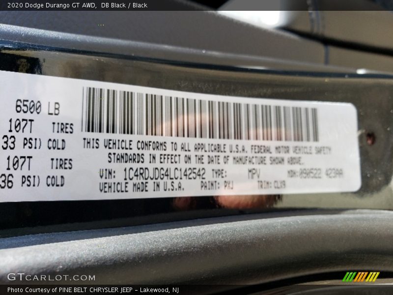 DB Black / Black 2020 Dodge Durango GT AWD