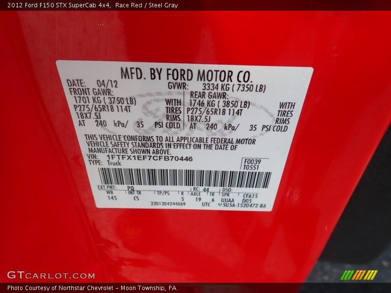 Race Red / Steel Gray 2012 Ford F150 STX SuperCab 4x4