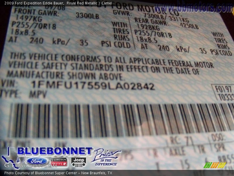 Royal Red Metallic / Camel 2009 Ford Expedition Eddie Bauer