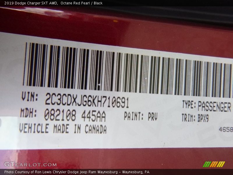 Octane Red Pearl / Black 2019 Dodge Charger SXT AWD