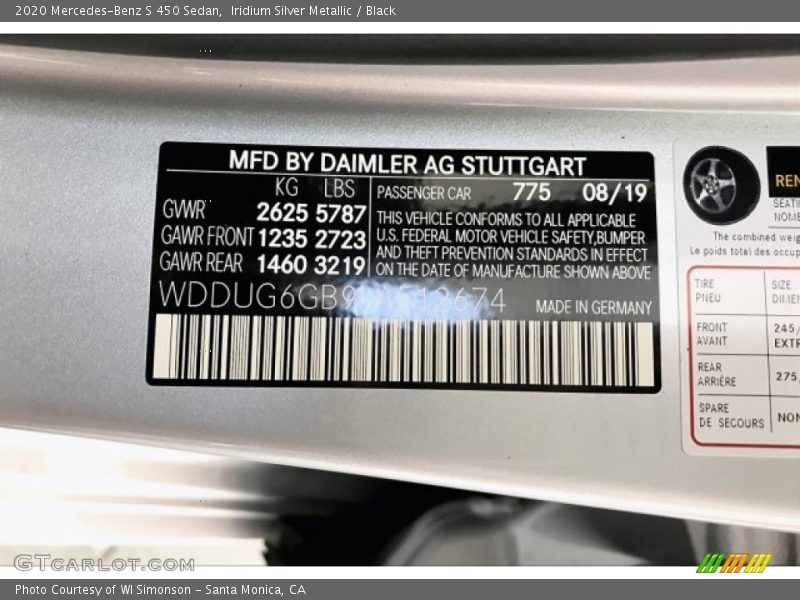 Iridium Silver Metallic / Black 2020 Mercedes-Benz S 450 Sedan