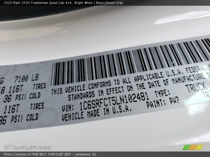 Bright White / Black/Diesel Gray 2020 Ram 1500 Tradesman Quad Cab 4x4