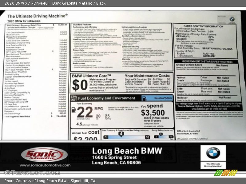 Dark Graphite Metallic / Black 2020 BMW X7 xDrive40i