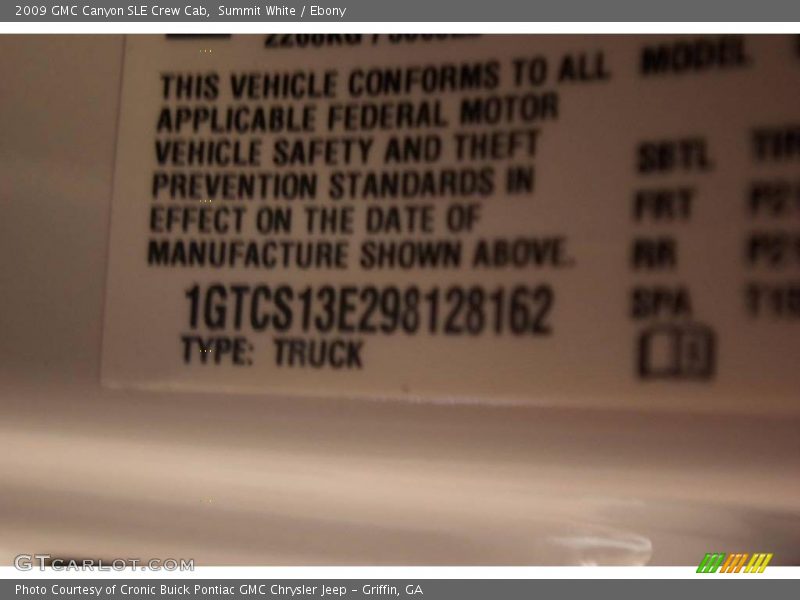 Summit White / Ebony 2009 GMC Canyon SLE Crew Cab