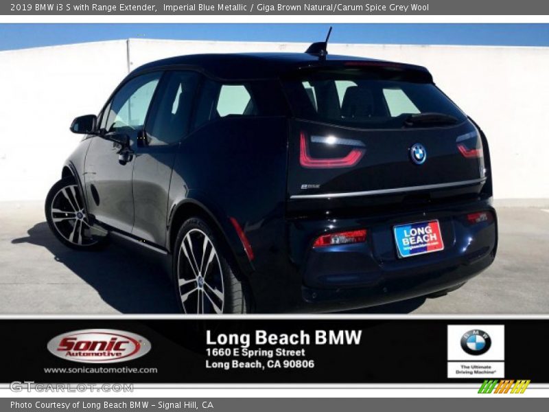 Imperial Blue Metallic / Giga Brown Natural/Carum Spice Grey Wool 2019 BMW i3 S with Range Extender