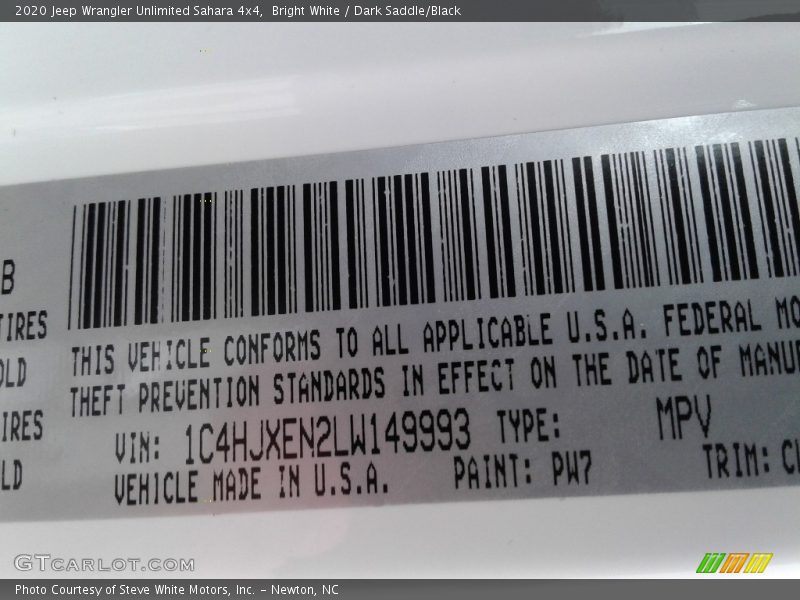 Bright White / Dark Saddle/Black 2020 Jeep Wrangler Unlimited Sahara 4x4