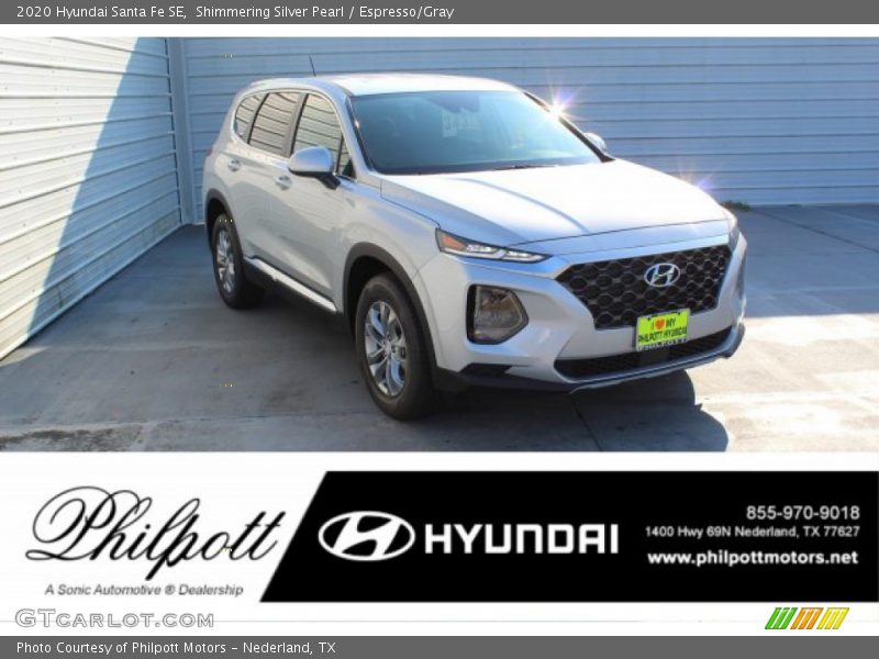 Shimmering Silver Pearl / Espresso/Gray 2020 Hyundai Santa Fe SE