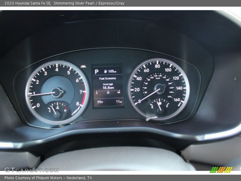 Shimmering Silver Pearl / Espresso/Gray 2020 Hyundai Santa Fe SE