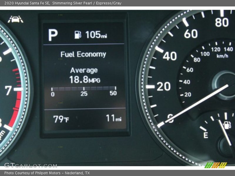 Shimmering Silver Pearl / Espresso/Gray 2020 Hyundai Santa Fe SE