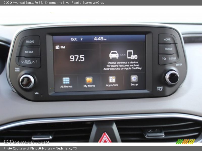 Shimmering Silver Pearl / Espresso/Gray 2020 Hyundai Santa Fe SE