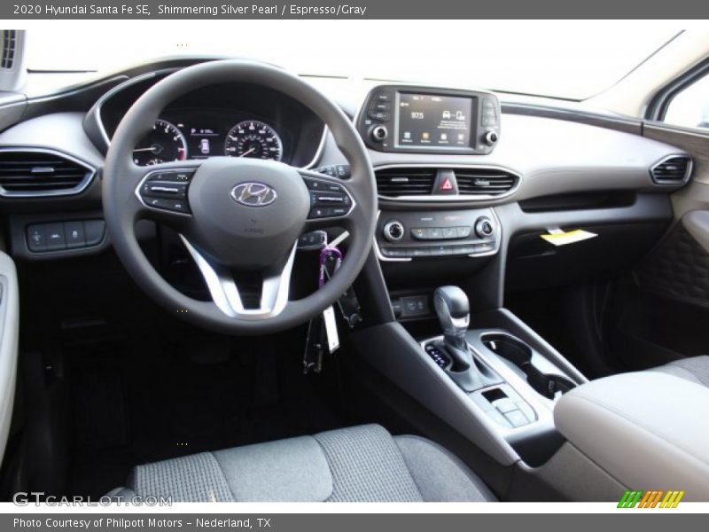Shimmering Silver Pearl / Espresso/Gray 2020 Hyundai Santa Fe SE