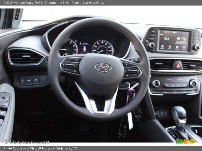 Shimmering Silver Pearl / Espresso/Gray 2020 Hyundai Santa Fe SE