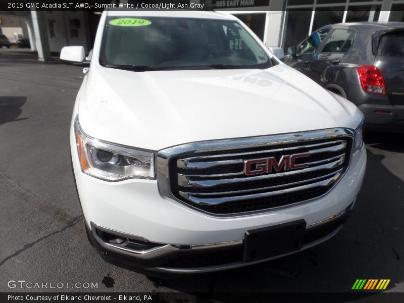Summit White / Cocoa/Light Ash Gray 2019 GMC Acadia SLT AWD