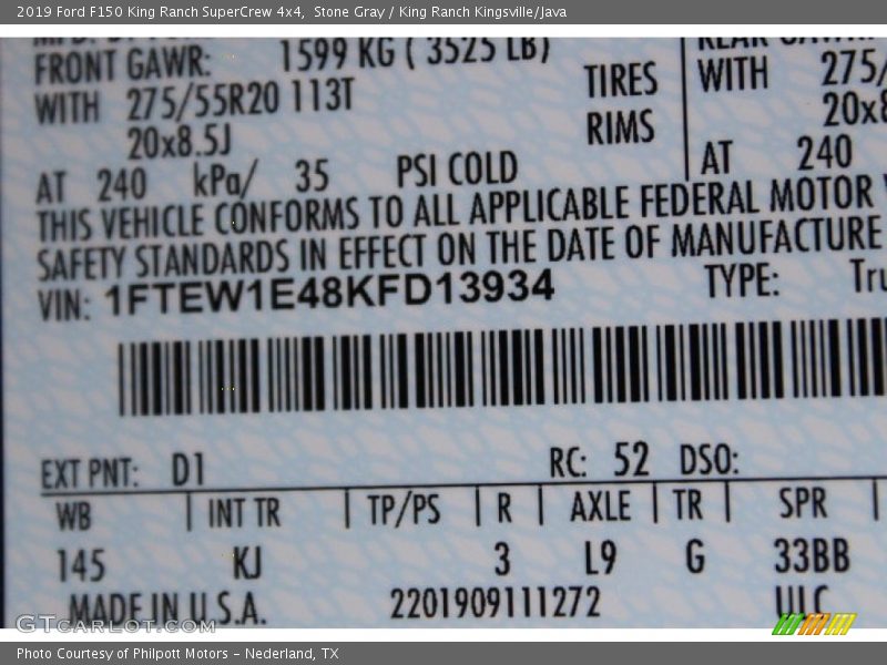 Stone Gray / King Ranch Kingsville/Java 2019 Ford F150 King Ranch SuperCrew 4x4