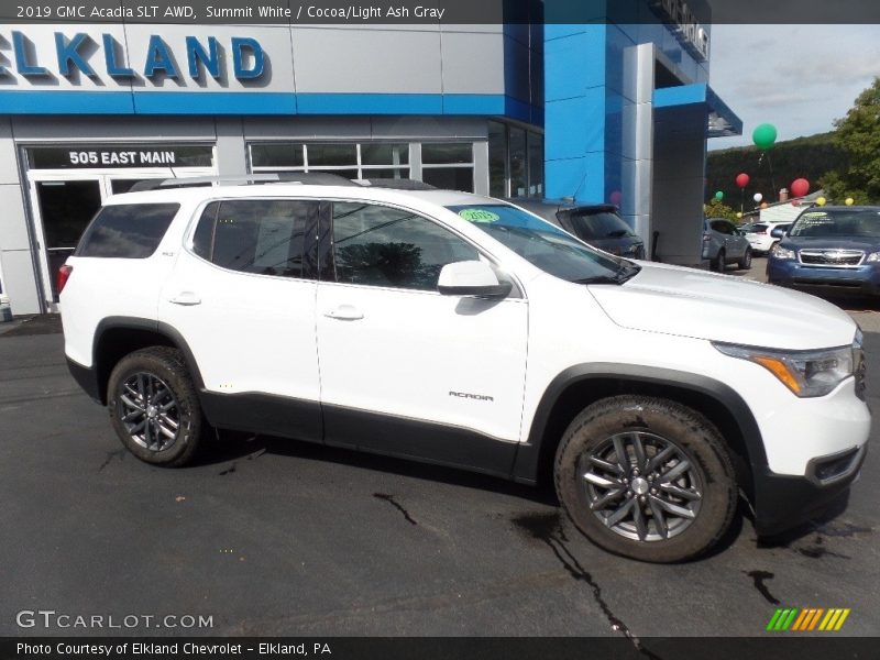 Summit White / Cocoa/Light Ash Gray 2019 GMC Acadia SLT AWD