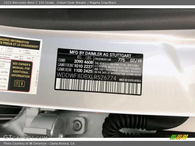 Iridium Silver Metallic / Magma Gray/Black 2020 Mercedes-Benz C 300 Sedan