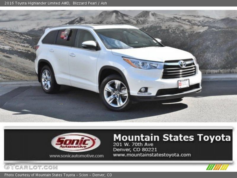 Blizzard Pearl / Ash 2016 Toyota Highlander Limited AWD