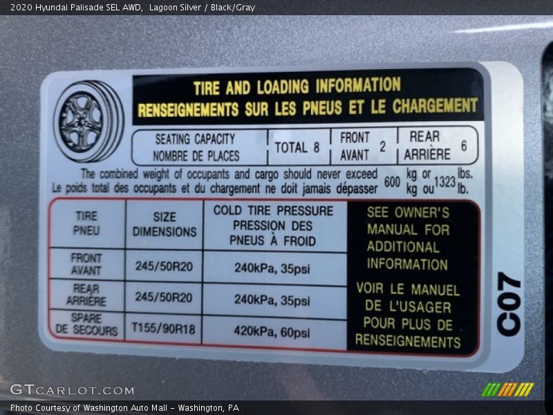 Lagoon Silver / Black/Gray 2020 Hyundai Palisade SEL AWD