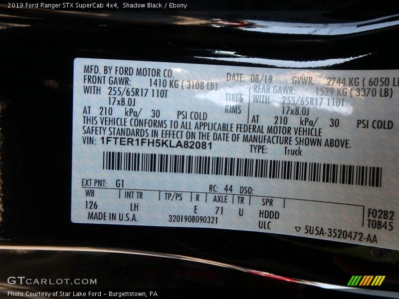 Shadow Black / Ebony 2019 Ford Ranger STX SuperCab 4x4