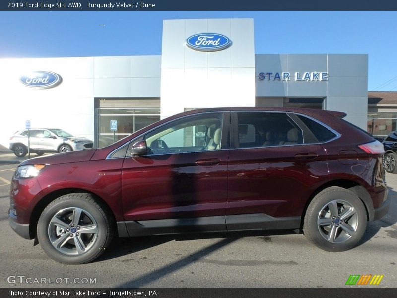 Burgundy Velvet / Dune 2019 Ford Edge SEL AWD