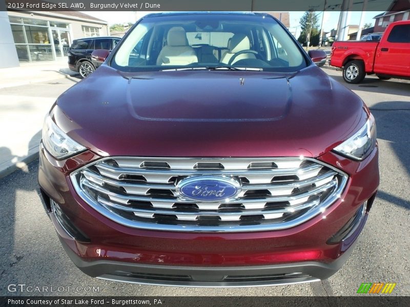 Burgundy Velvet / Dune 2019 Ford Edge SEL AWD