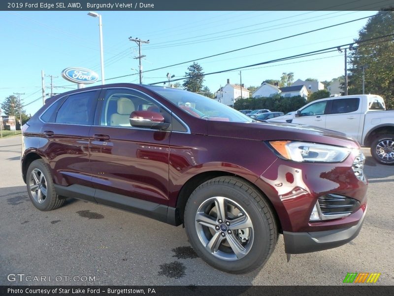 Burgundy Velvet / Dune 2019 Ford Edge SEL AWD