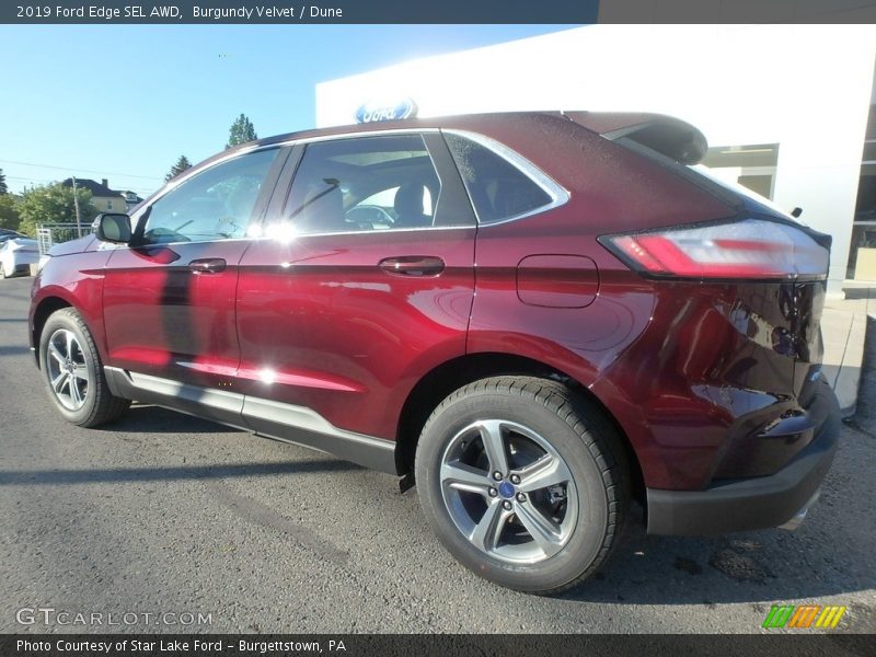 Burgundy Velvet / Dune 2019 Ford Edge SEL AWD